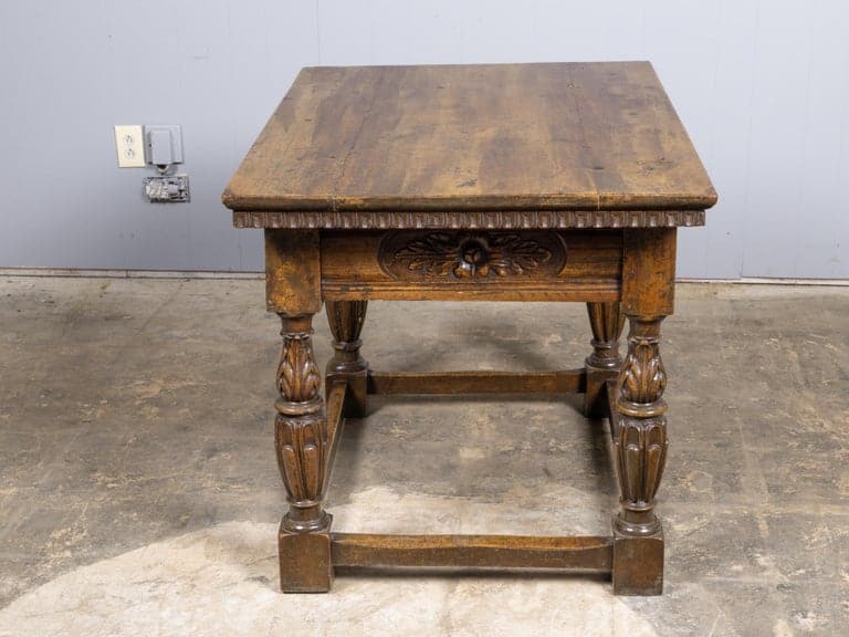 Italian 18th Century Walnut Center Table with Carved Frieze - Image 2