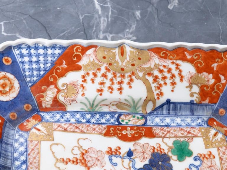 19th Century Japanese Imari Porcelain Scalloped Square Platter, Meiji Period - Image 10