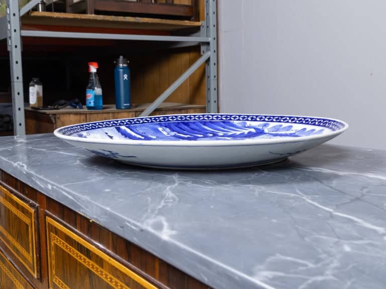 19th Century Chinese Qing Dynasty Blue and White Porcelain Charger - Image 6