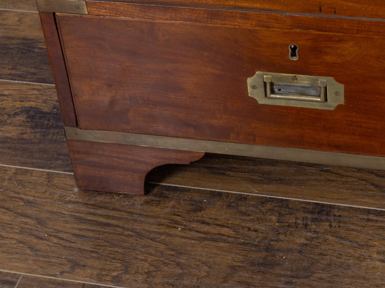 English Campaign-Style Mahogany Library Bookcase with Lattice Doors, 1850s - Image 12