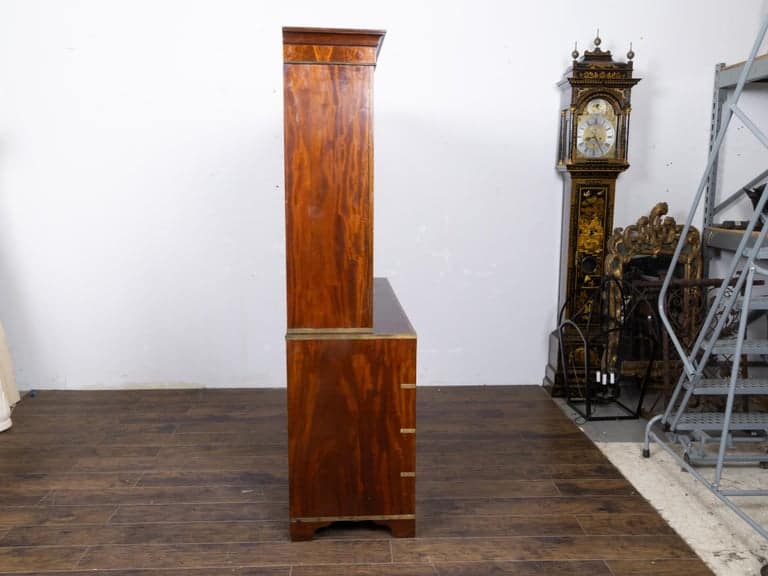 English Campaign-Style Mahogany Library Bookcase with Lattice Doors, 1850s - Image 5