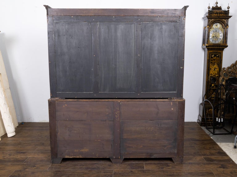 English Campaign-Style Mahogany Library Bookcase with Lattice Doors, 1850s - Image 4