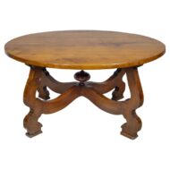 Italian 19th Century Walnut Baroque Revival Round Center Table with Carved Base