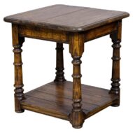Mid-Century English Oak Occasional Table with Turned Legs and Lower Shelf