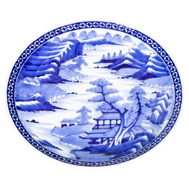 19th Century Chinese Qing Dynasty Blue and White Porcelain Charger