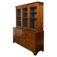 English Campaign-Style Mahogany Library Bookcase with Lattice Doors, 1850s
