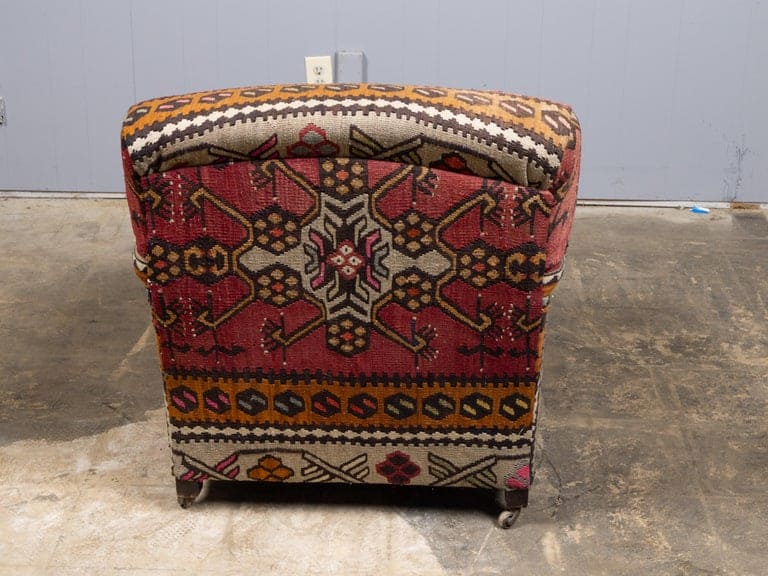 Vintage English George Smith Kilim Upholstered Club Chair on Casters - Image 3