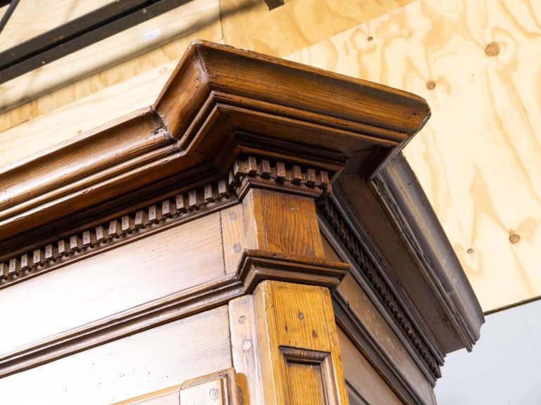19th Century English Pine Knockdown Wardrobe with Paneled Doors - Image 13