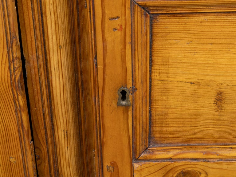 19th Century English Pine Knockdown Wardrobe with Paneled Doors - Image 12