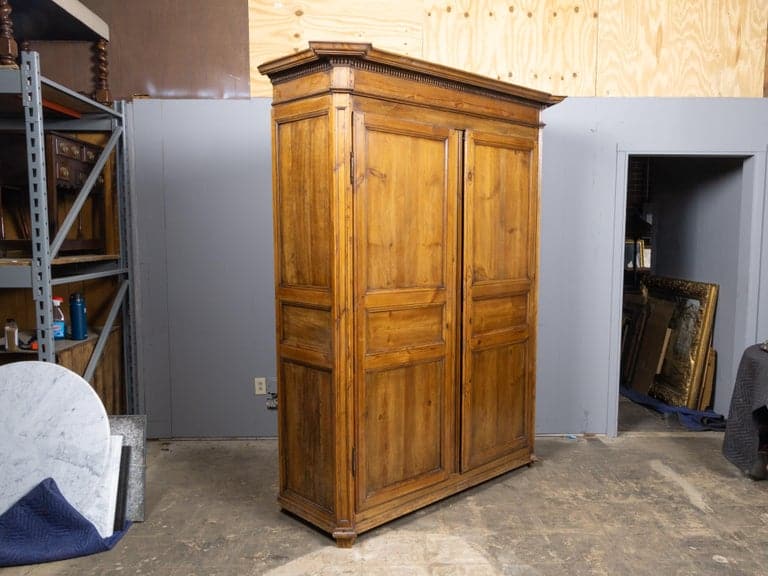 19th Century English Pine Knockdown Wardrobe with Paneled Doors - Image 6