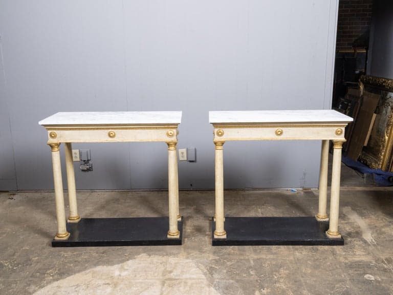 Pair of 18th Century Italian Painted Consoles with Marble Tops - Image 13