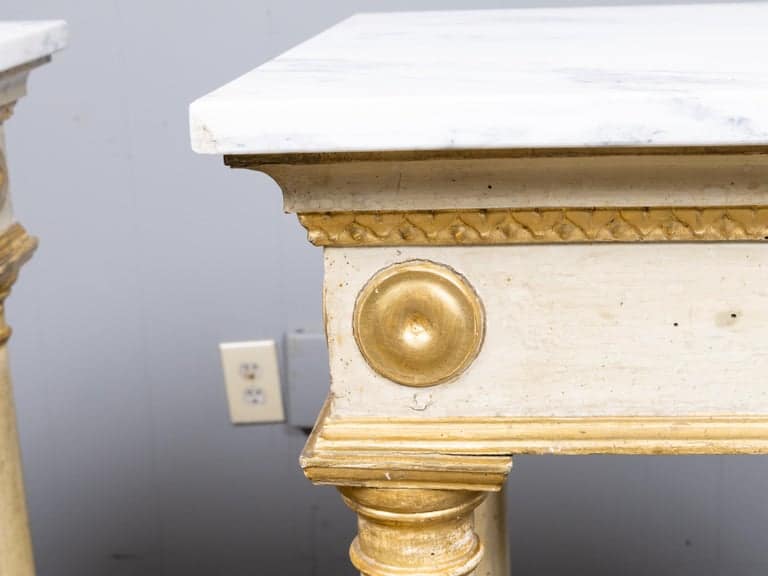 Pair of 18th Century Italian Painted Consoles with Marble Tops - Image 11