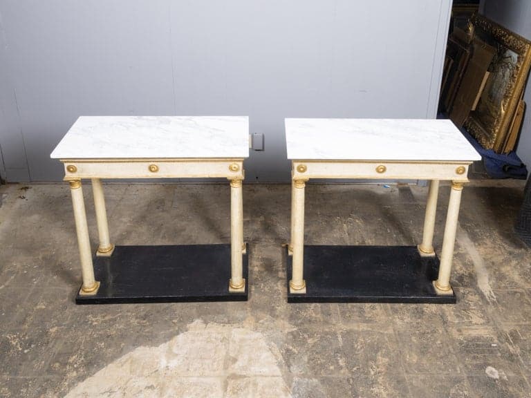 Pair of 18th Century Italian Painted Consoles with Marble Tops - Image 7