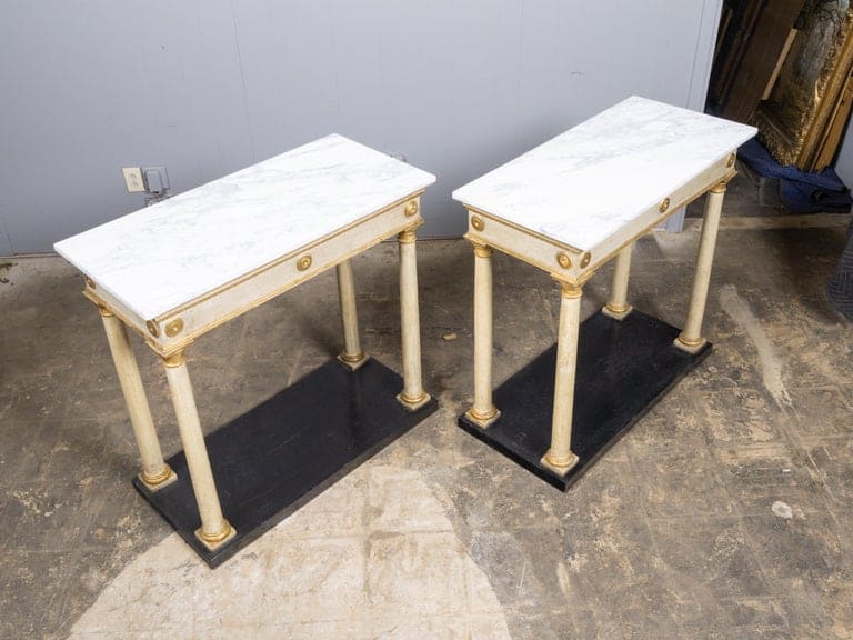 Pair of 18th Century Italian Painted Consoles with Marble Tops - Image 6