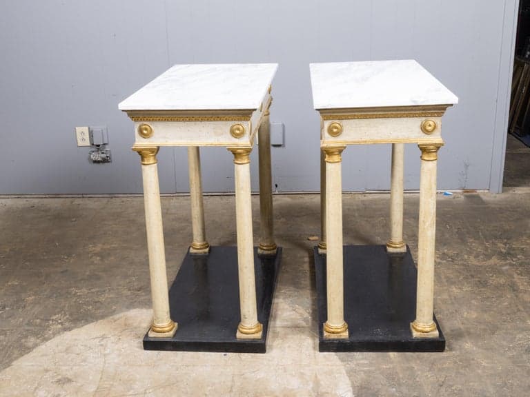 Pair of 18th Century Italian Painted Consoles with Marble Tops - Image 5