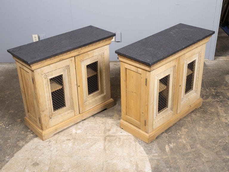 Pair of English 19th Century Pine Cabinets with Black Granite Tops - Image 5