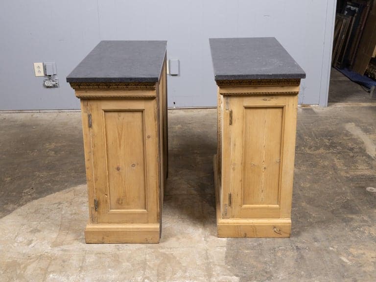 Pair of English 19th Century Pine Cabinets with Black Granite Tops - Image 2