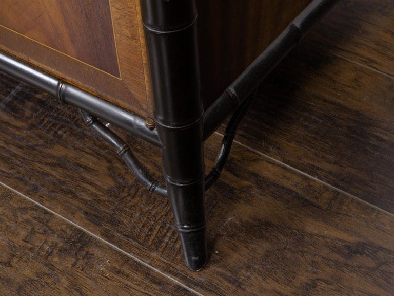 Pair of English Circa 1920 Mahogany Cabinets with Ebonized Faux Bamboo Frame - Image 13