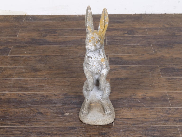 English Cast Stone Garden Rabbit Sculpture with Weathered Patina, Circa 1920 - Image 11