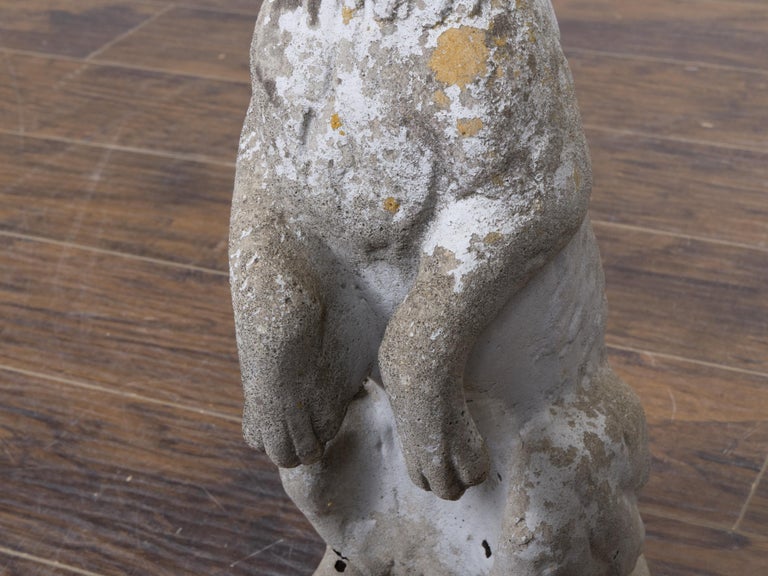 English Cast Stone Garden Rabbit Sculpture with Weathered Patina, Circa 1920 - Image 9