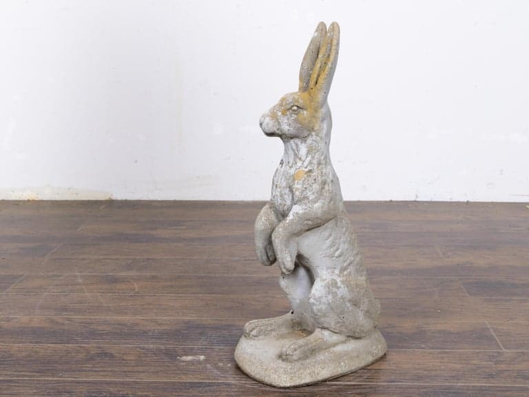 English Cast Stone Garden Rabbit Sculpture with Weathered Patina, Circa 1920 - Image 2