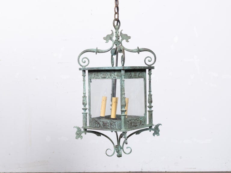 Italian 19th Century Verdigris Bronze Four-Light Lantern with Grotesque Motifs - Image 16
