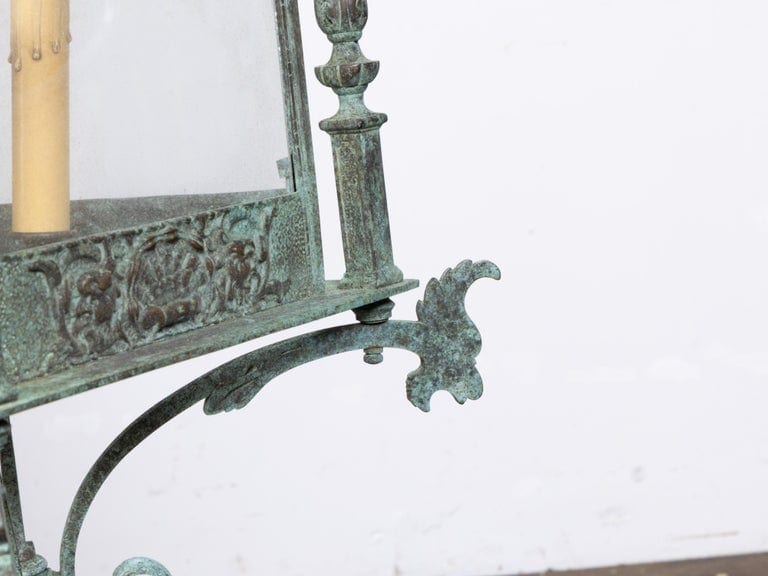 Italian 19th Century Verdigris Bronze Four-Light Lantern with Grotesque Motifs - Image 12