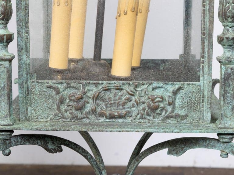 Italian 19th Century Verdigris Bronze Four-Light Lantern with Grotesque Motifs - Image 2