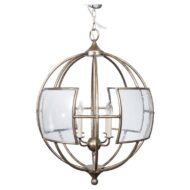 French Midcentury Patinated Brass and Glass Globe Lantern