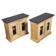 Pair of English 19th Century Pine Cabinets with Black Granite Tops