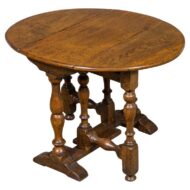 English Oak Drop-Leaf Gateleg Table with Turned Baluster Legs, Circa 1900