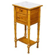19th Century English Pine Faux Bamboo Bedside Cabinet with Marble Top