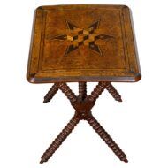 Italian 19th Century Inlaid Walnut Barley Twist Table with Star Marquetry