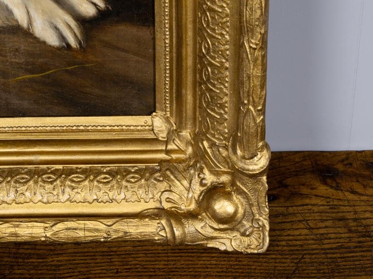 American School Saint Bernard Dog Portrait in Giltwood Frame, Circa 1880 - Image 8