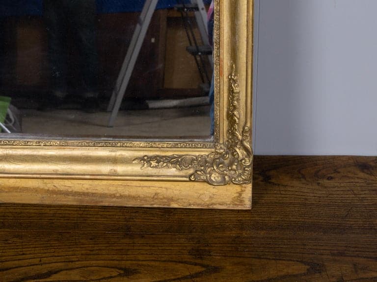 19th Century French Hunting Scene Trumeau Mirror with Painted Panel - Image 13