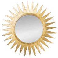 Midcentury Gilt Metal Sunburst Mirror with Radiating Rays