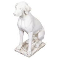 English Cast Stone Seated Dog Sculpture, Mid-20th Century