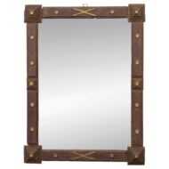 French Circa 1900 Tramp Art Mirror with Gilt Accents and Chip-Carved Frame