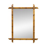 Circa 1900 Faux Bamboo Rectangular Mirror with Decorative Corner Finials