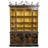 English 19th Century Japanned Chinoiserie Black Lacquered Display Cabinet
