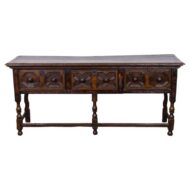 English Oak Three-Drawer Low Dresser or Serving Table, Circa 1800