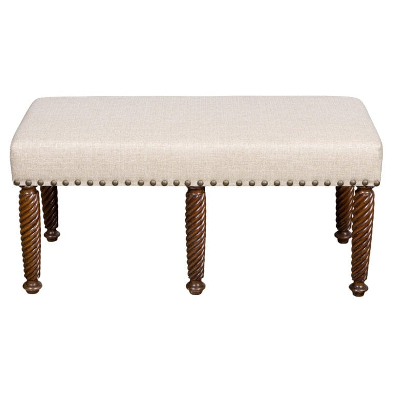 English Regency Walnut Bench with Barley Twist Legs, 19th Century