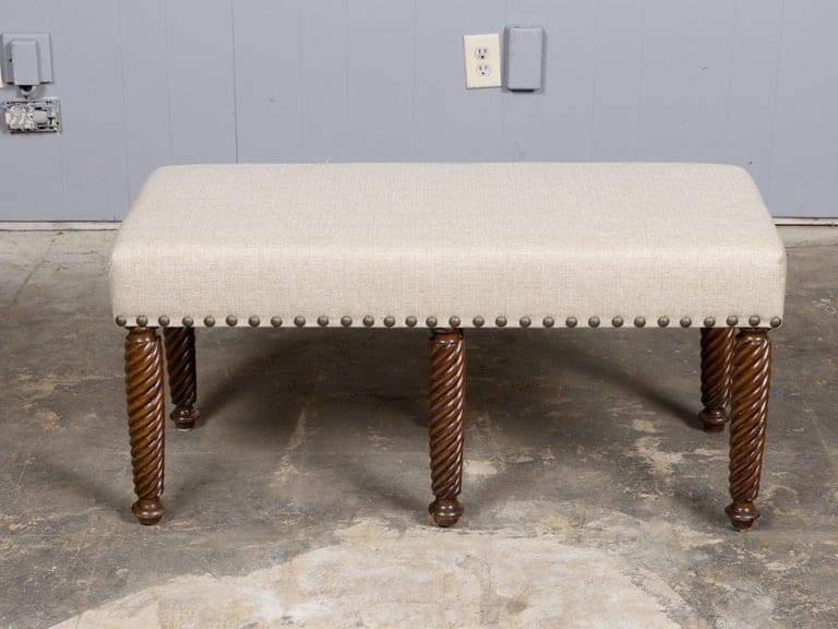 English Regency Walnut Bench with Barley Twist Legs, 19th Century - Image 12