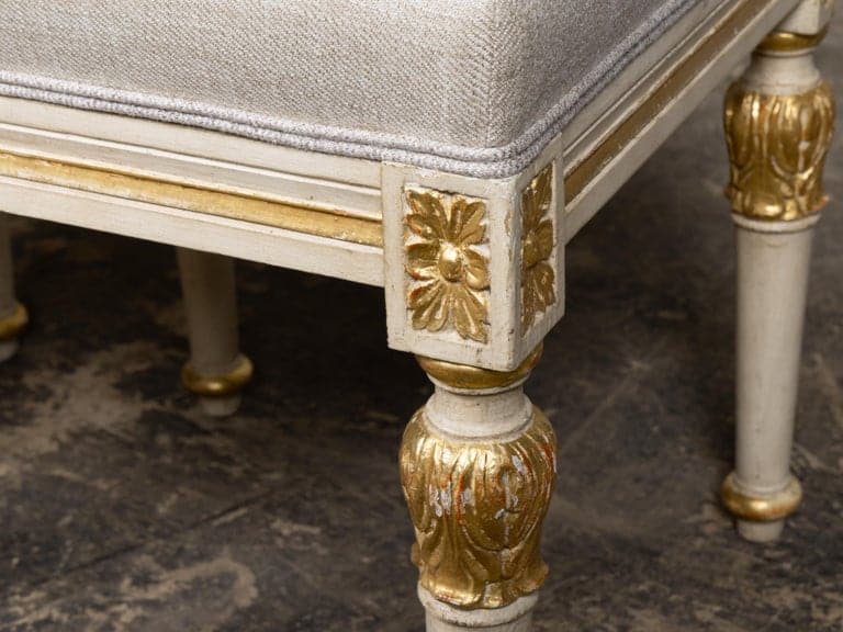 Pair of French 19th Century Painted and Parcel-Gilt Neoclassical Stools - Image 11