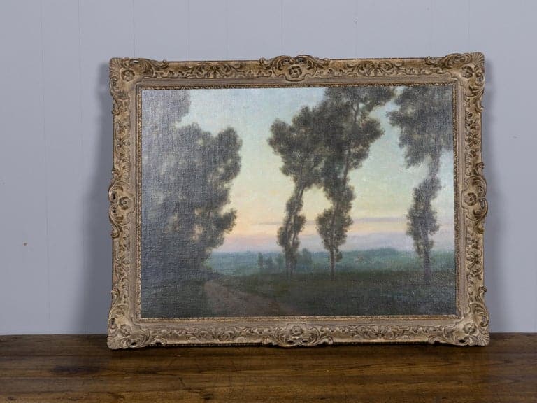Belgian Landscape Oil Painting Signed P. Abattucci, Titled “Soir” - Image 14
