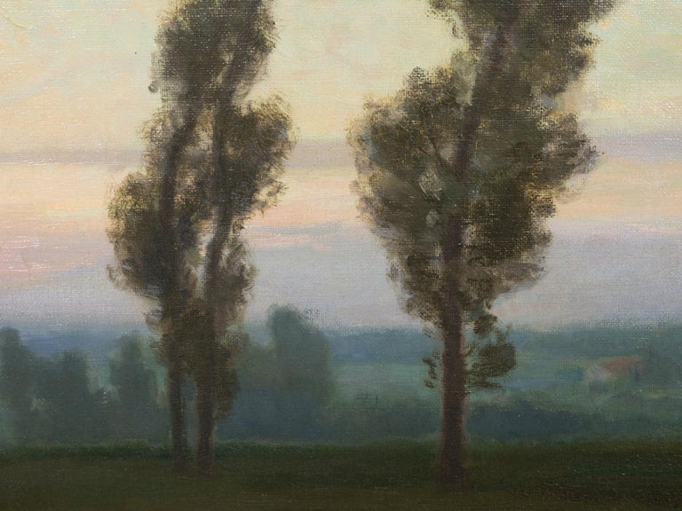 Belgian Landscape Oil Painting Signed P. Abattucci, Titled “Soir” - Image 9