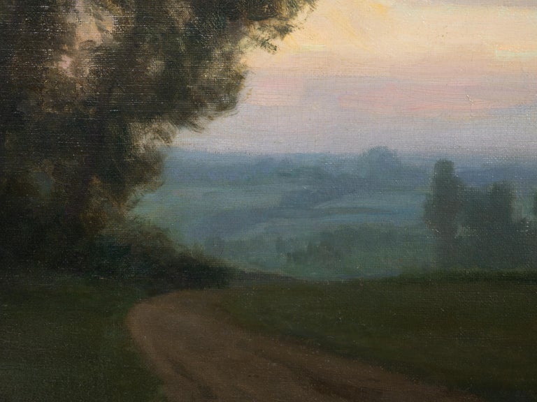 Belgian Landscape Oil Painting Signed P. Abattucci, Titled “Soir” - Image 8