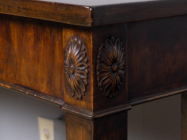 English 19th Century Mahogany Console Table with Carved Swag Drawer - Image 12