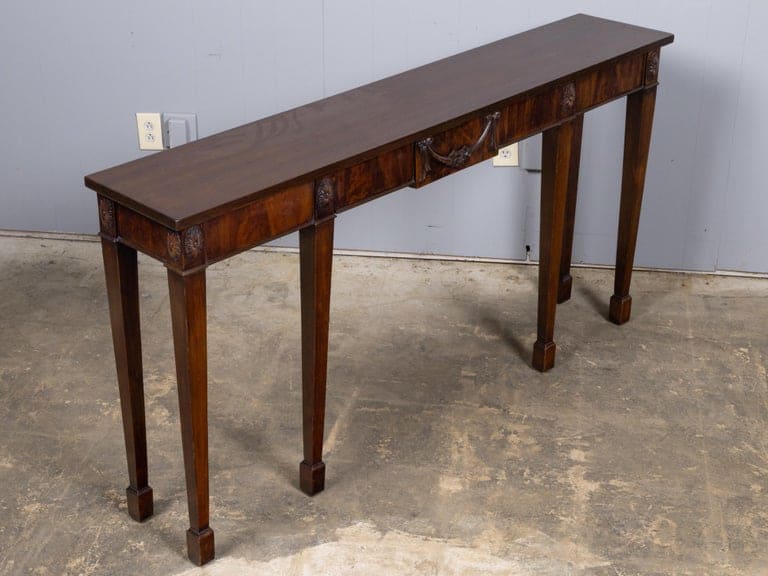 English 19th Century Mahogany Console Table with Carved Swag Drawer - Image 8