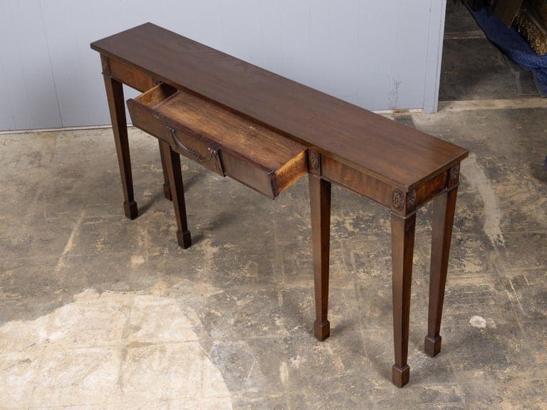 English 19th Century Mahogany Console Table with Carved Swag Drawer - Image 3